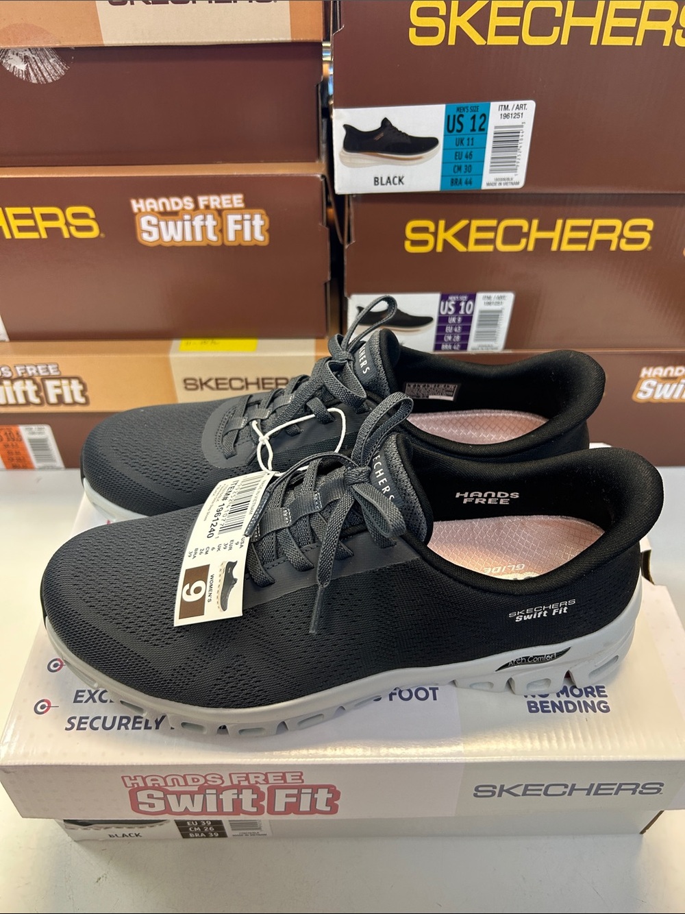 Skechers Men's Swift Fit Lace-Up Athletic Shoes in Black and White